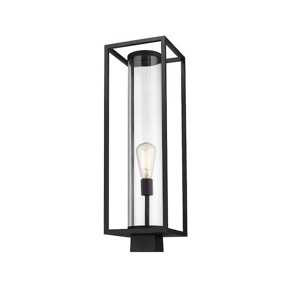 Z-Lite Dunbroch 1 Light Outdoor Post Mount Fixture, Black & Clear 584PHBS-BK - main